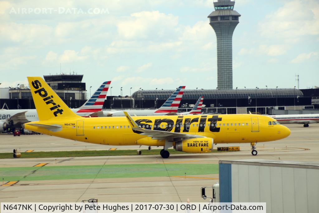 N647NK, 2017 Airbus A320-232 C/N 7635, N647NK A320 of Spirit at Chicago O'Hare