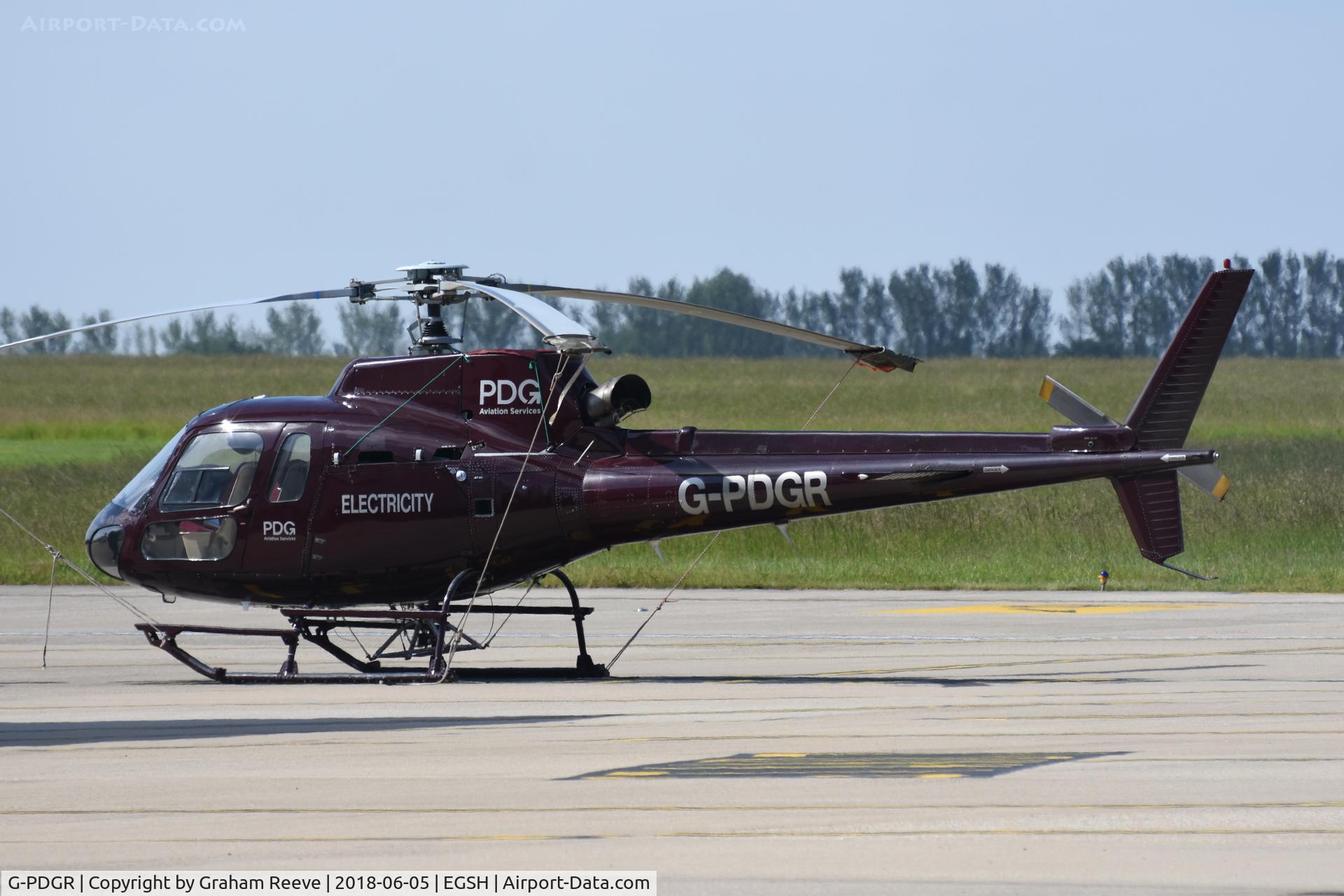 G-PDGR, 1991 Aerospatiale AS-350B-2 Ecureuil C/N 2559, Parked at Norwich.