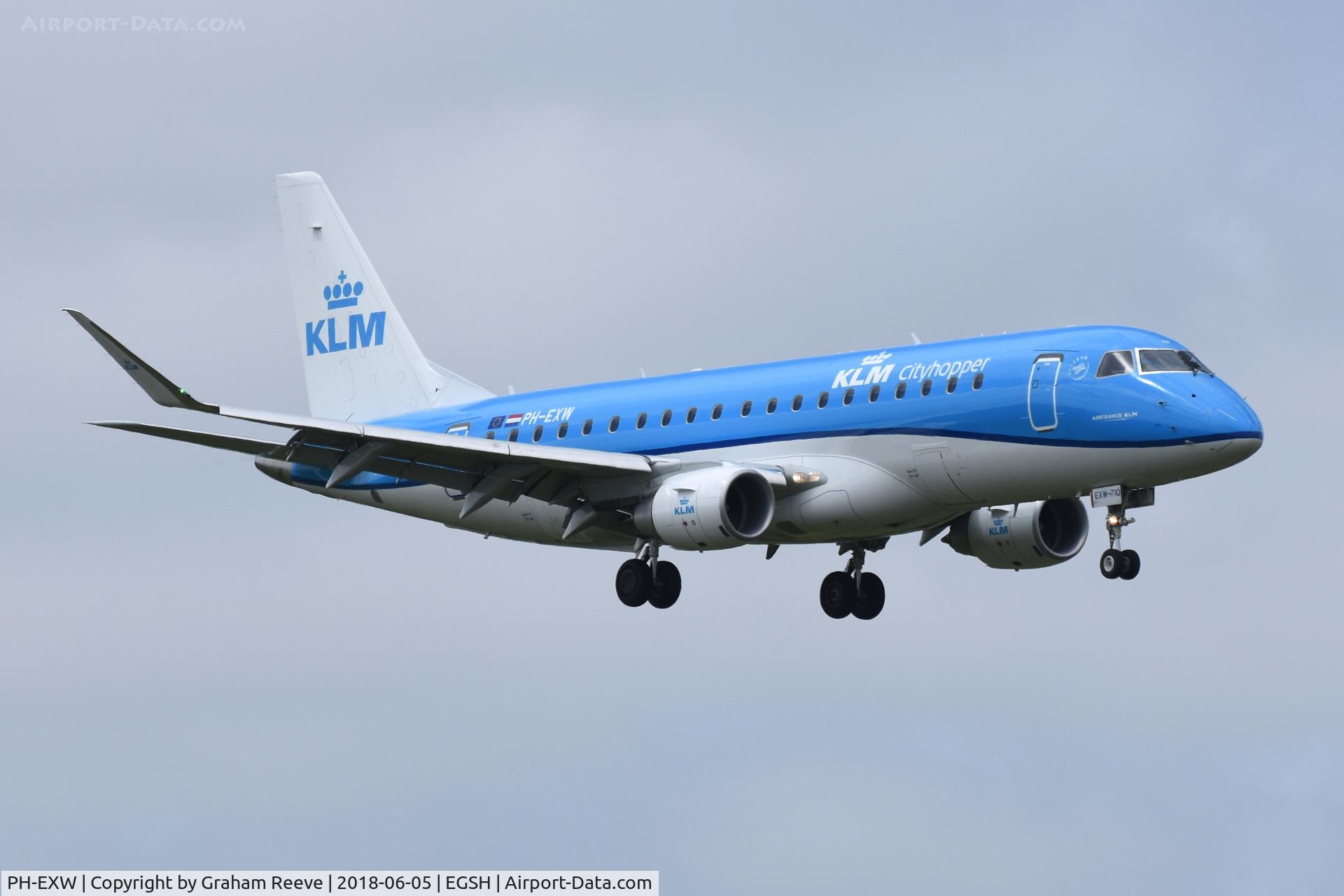 PH-EXW, 2018 Embraer ERJ-175STD (ERJ-170-200) C/N 17000710, Landing at Norwich.