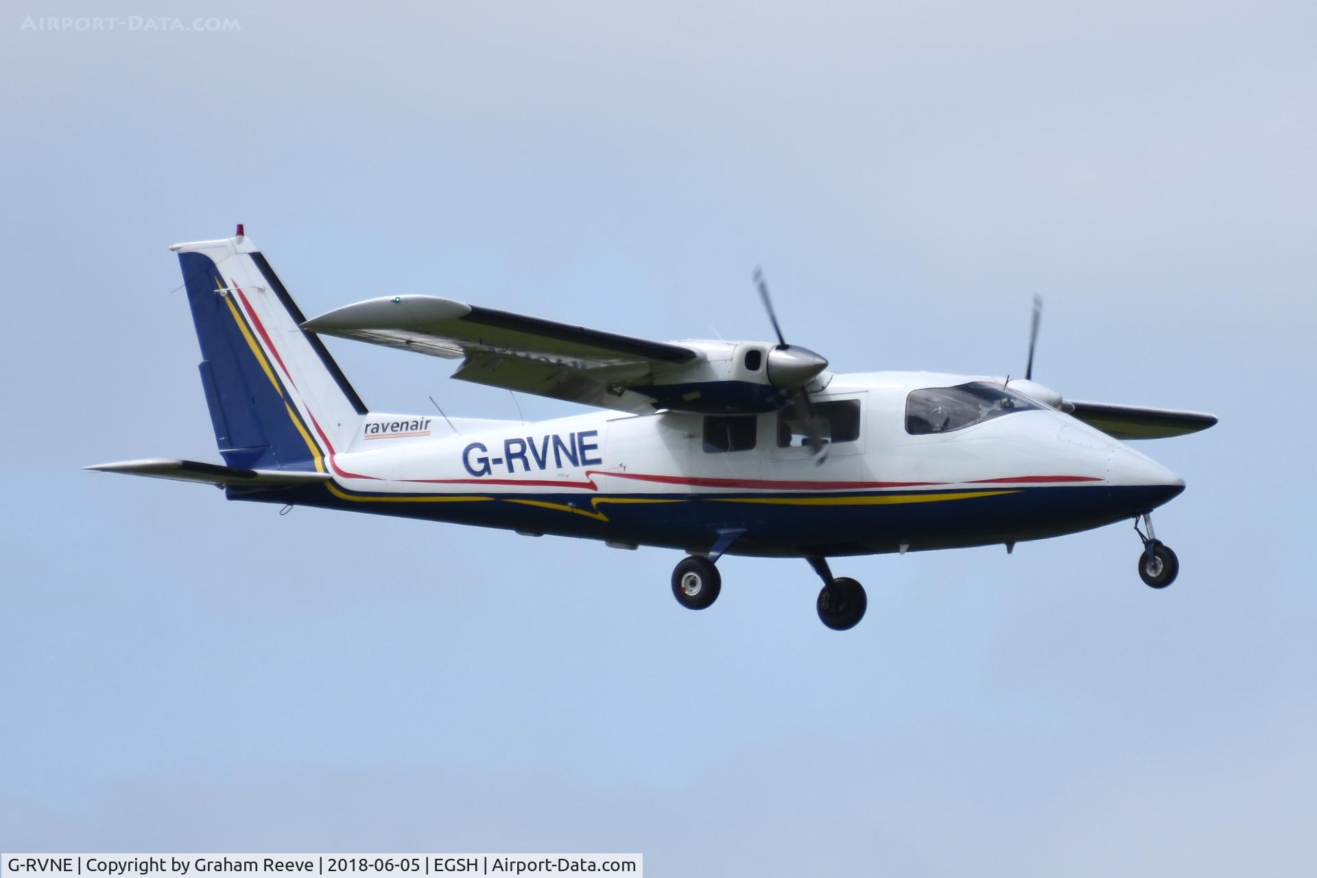 G-RVNE, 1977 Partenavia P-68B C/N 101, Landing at Norwich.
