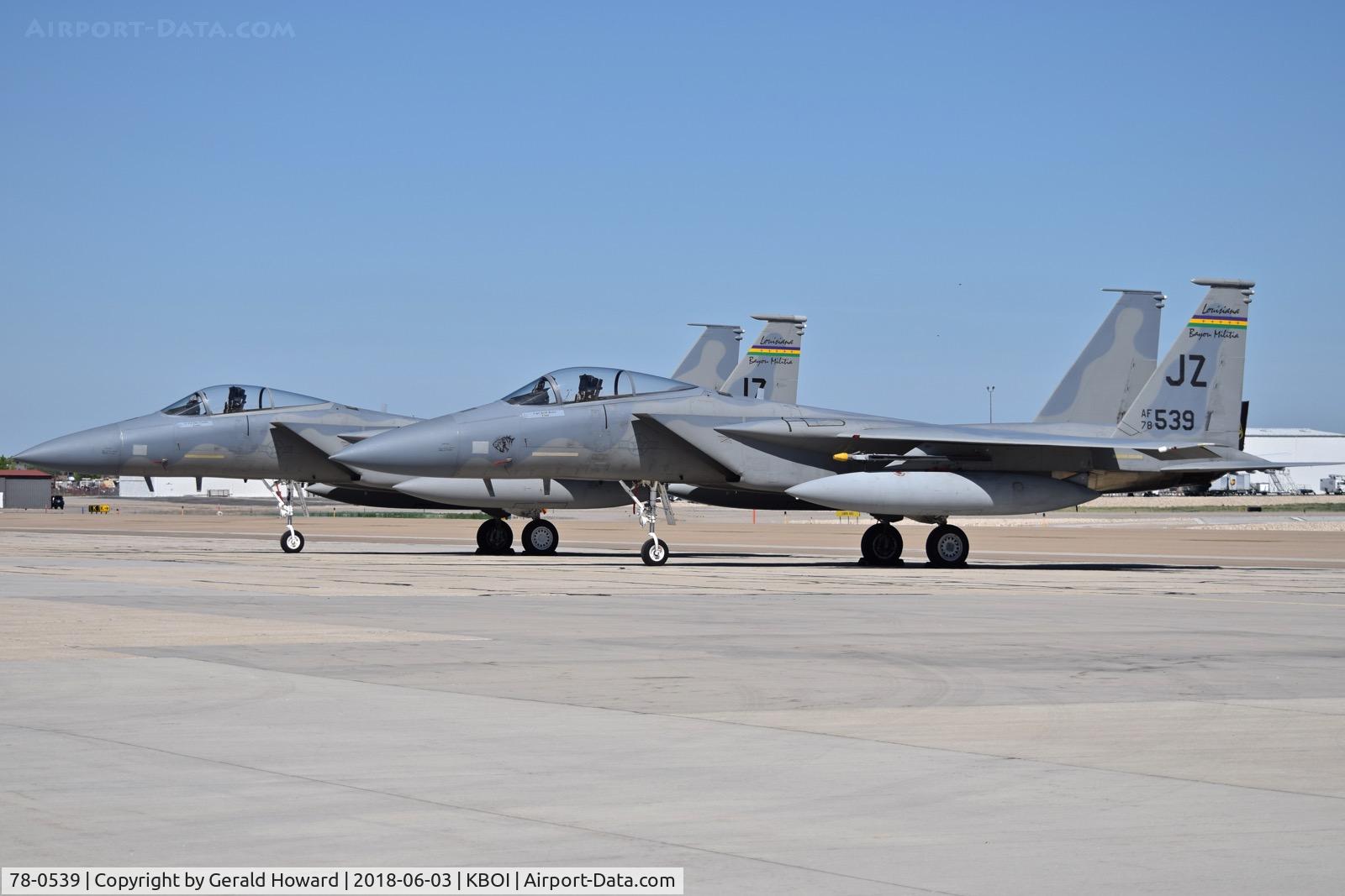 78-0539, 1978 McDonnell Douglas F-15C Eagle C/N 0529/C072, Parked on the south GA ramp next to 78-0536.  159th FW 