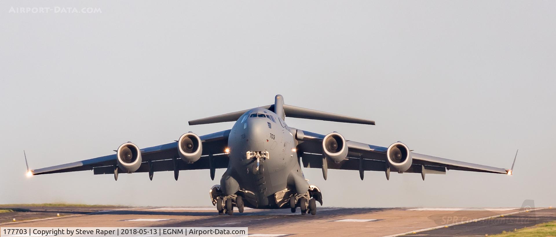177703, 2008 Boeing CC-177 Globemaster III C/N F-186, RCAF C-17 departing Leeds-Bradford Airport. It was here bringing RCAF personnel for their annual Eastmoor Remembrance Parade.