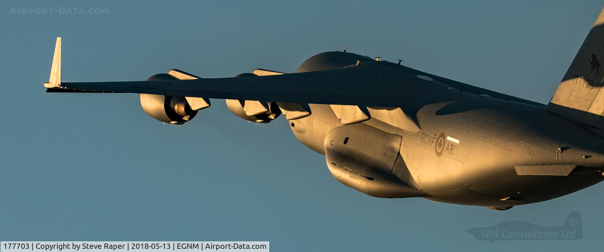 177703, 2008 Boeing CC-177 Globemaster III C/N F-186, Heading from LBA to Brize, caught in the setting sun.
