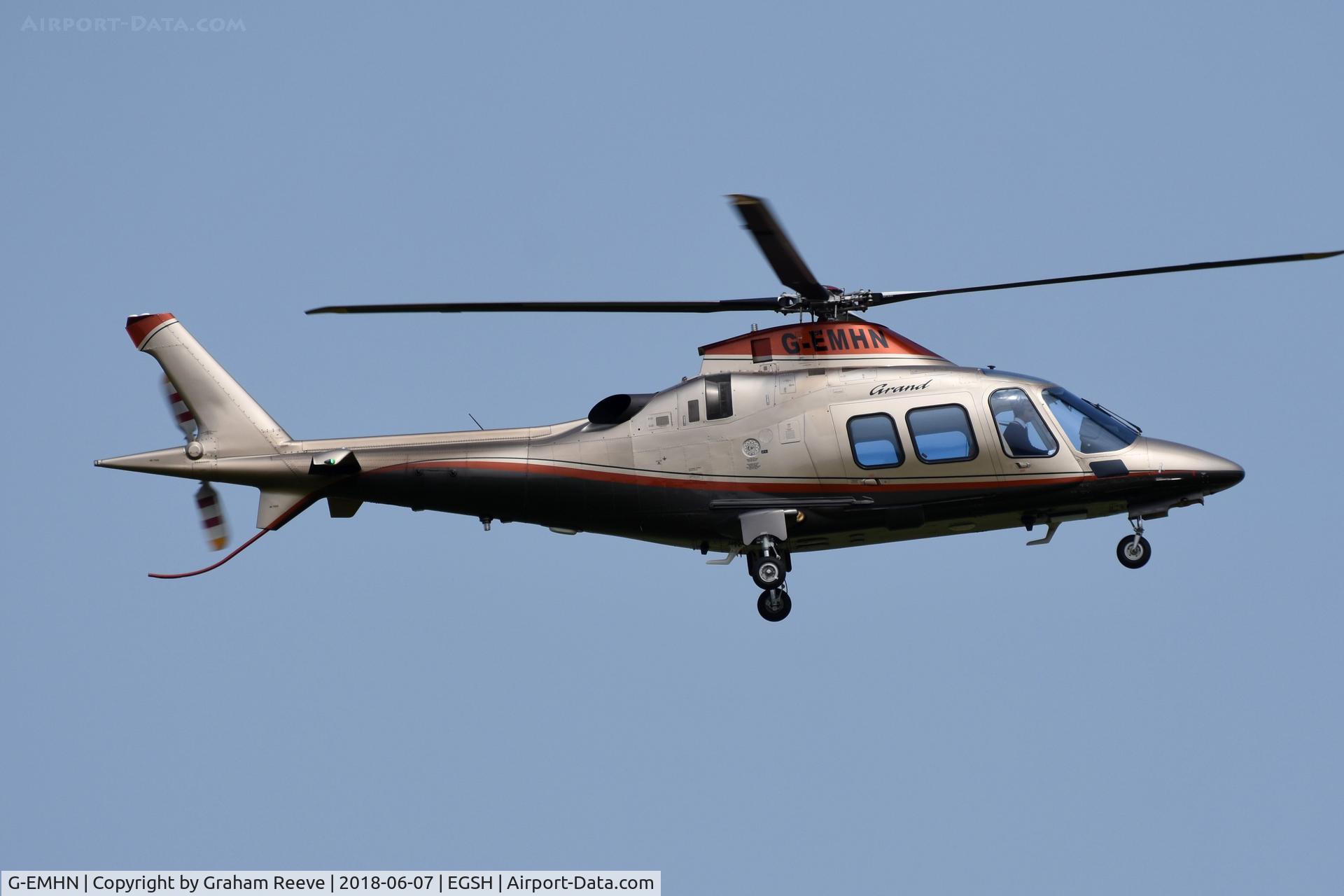 G-EMHN, 2010 Agusta A109S Grand C/N 22154, Landing at Norwich.