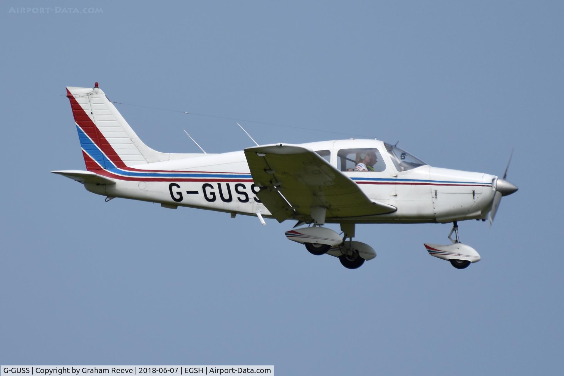 G-GUSS, 1974 Piper PA-28-151 Cherokee Warrior C/N 28-7415497, Landing at Norwich.