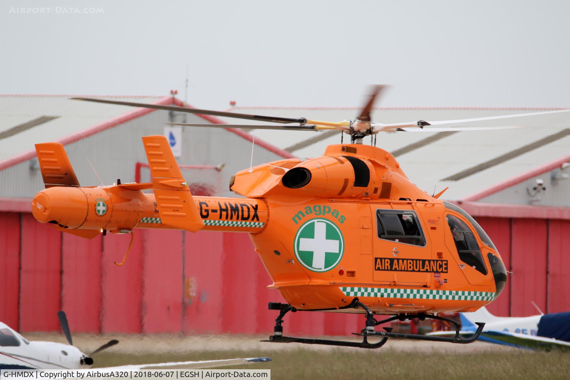 G-HMDX, 2007 MD Helicopters MD-900 Explorer C/N 900-00121, Departing after a fuel stop