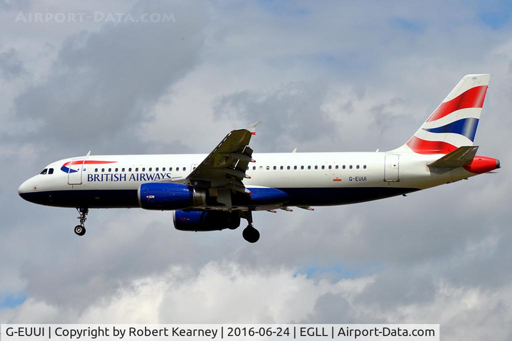 G-EUUI, 2002 Airbus A320-232 C/N 1871, On short final R/W 27L