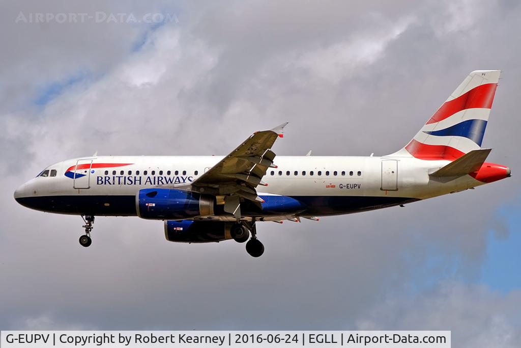 G-EUPV, 2001 Airbus A319-131 C/N 1423, On short final R/W 27L