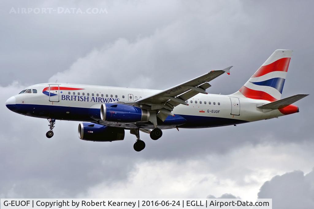 G-EUOF, 2001 Airbus A319-131 C/N 1590, On short final R/W 27L