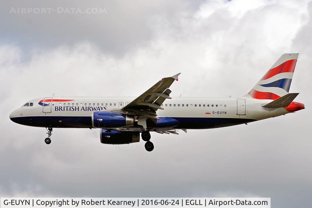 G-EUYN, 2011 Airbus A320-232 C/N 4975, On short final R/W 27L