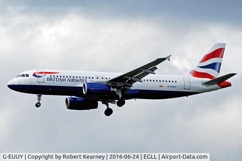G-EUUY, 2008 Airbus A320-232 C/N 3607, On short final
