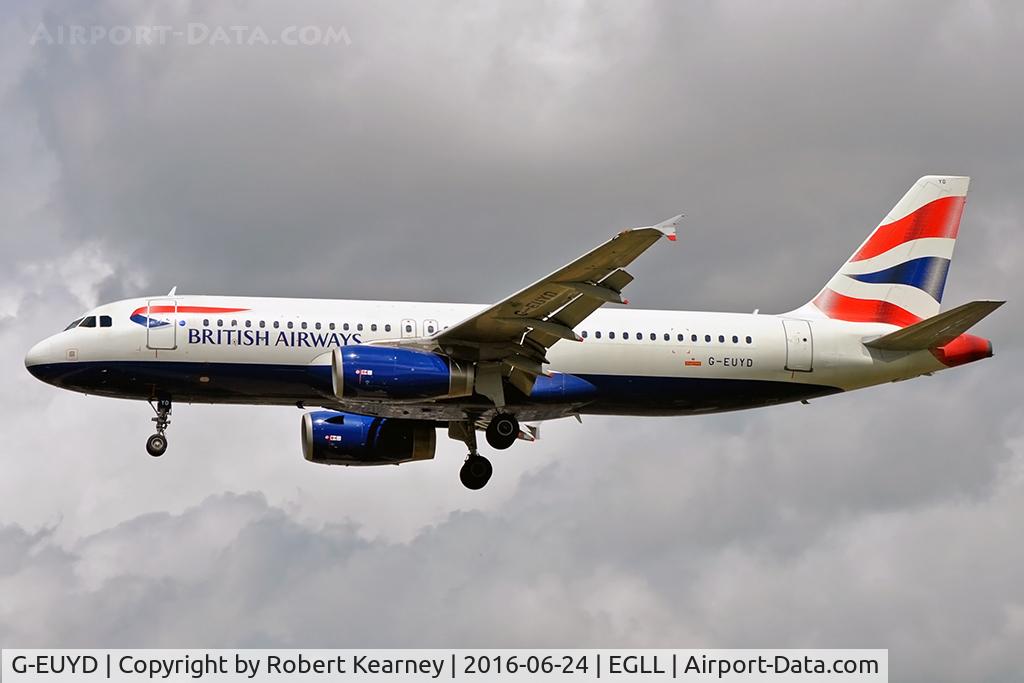 G-EUYD, 2008 Airbus A320-232 C/N 3726, On short final