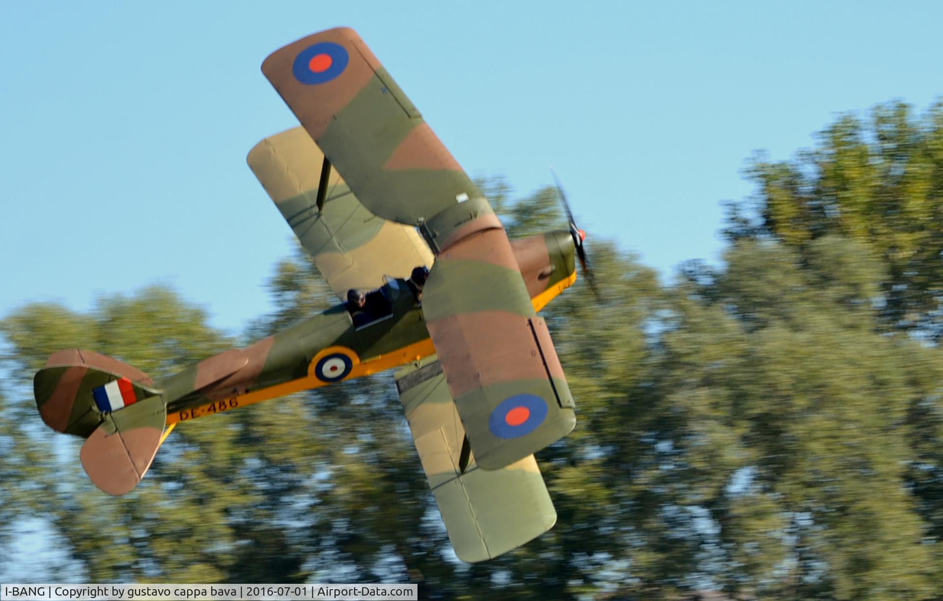 I-BANG, 1943 De Havilland DH-82A Tiger Moth II C/N 85482, DE-486, I-BANG, Boglietto airfield, Italy. Registered as historical aircraft.