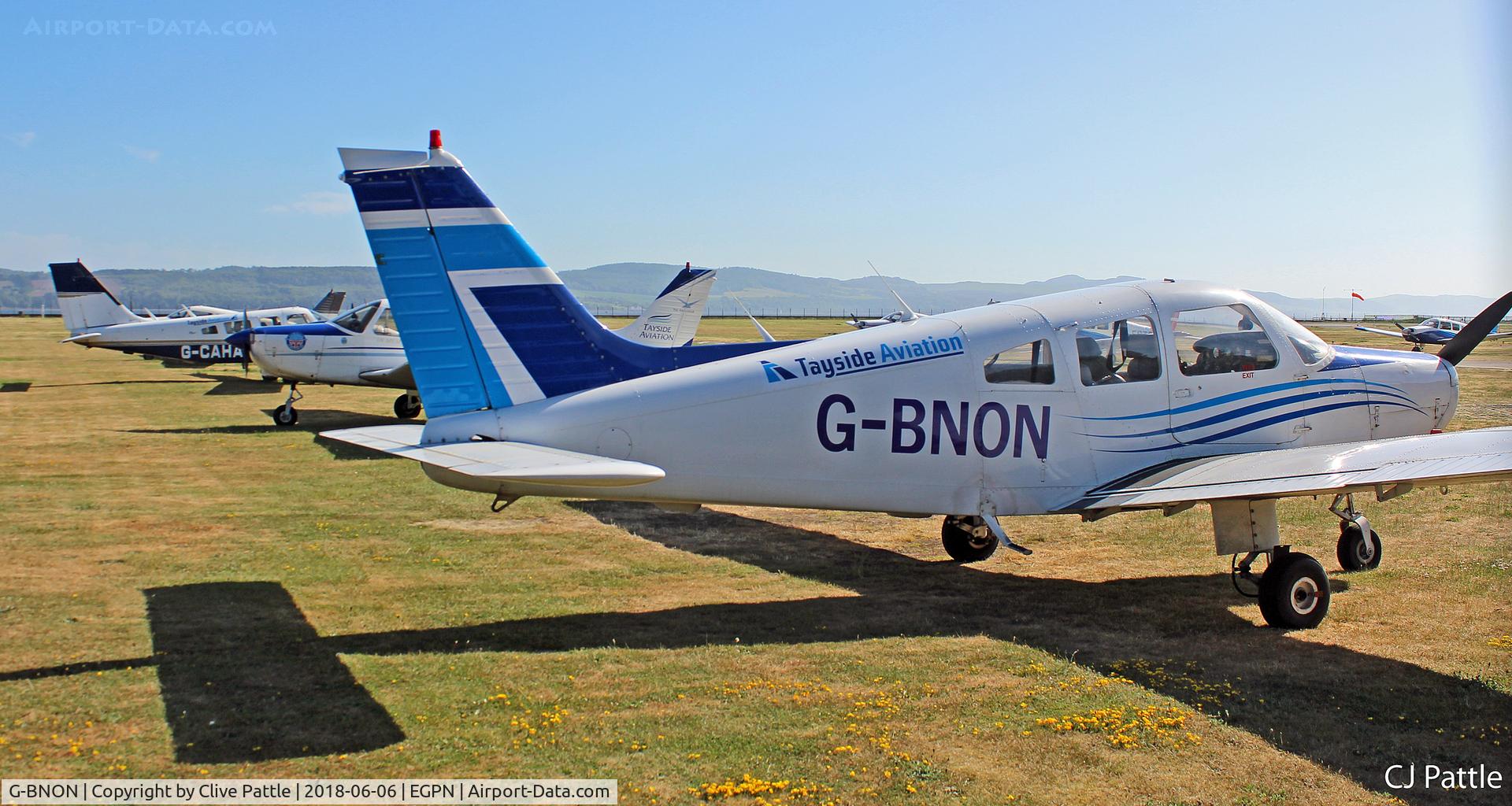 G-BNON, 1987 Piper PA-28-161 Cherokee Warrior II C/N 2816025, BNON heads a line-up of Tayside Aviation at Dundee