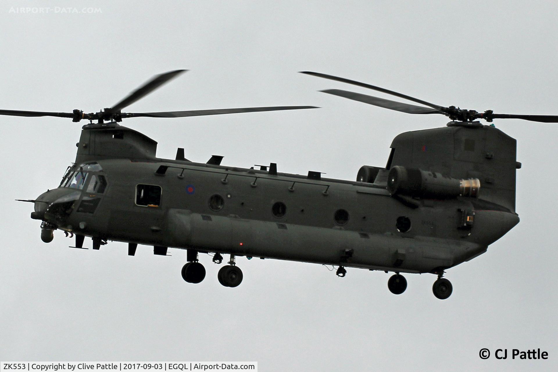 ZK553, 2012 Boeing Chinook HC.6 C/N M7704, On finals to RAF Leuchars for detachment