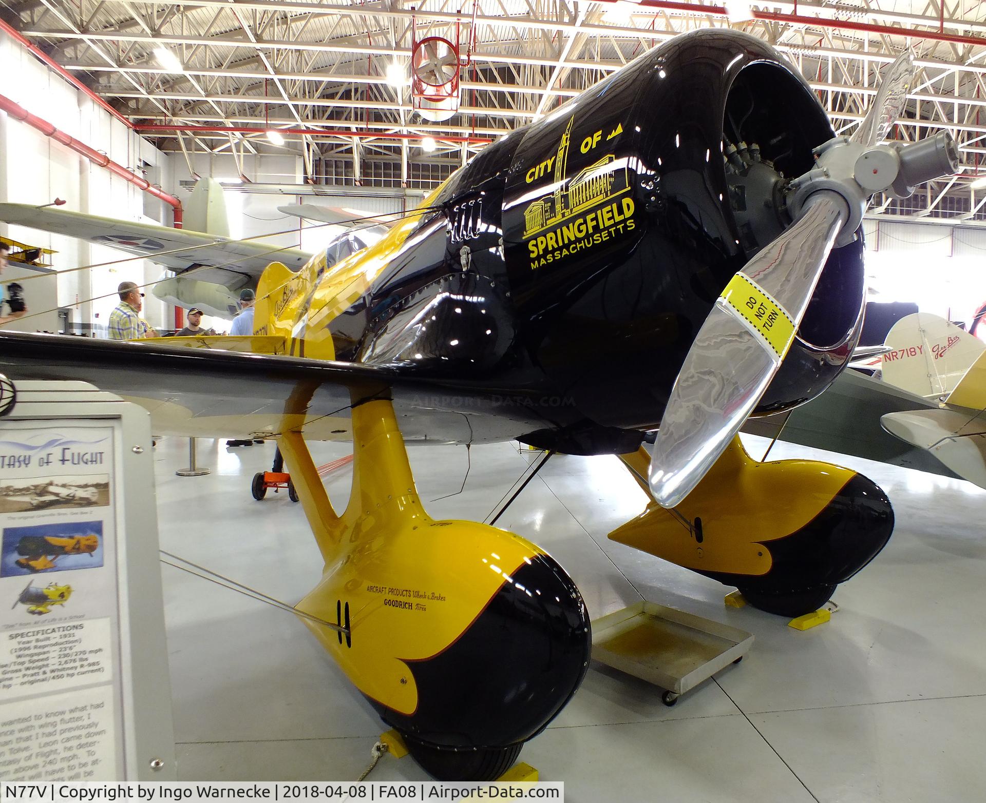 N77V, 1996 Granville Brothers Gee Bee Z-1 Replica C/N T4, Granville Brothers (Eicher, Jeffrey M) Gee Bee Z-1 Replica at the Fantasy of Flight Museum, Polk City FL