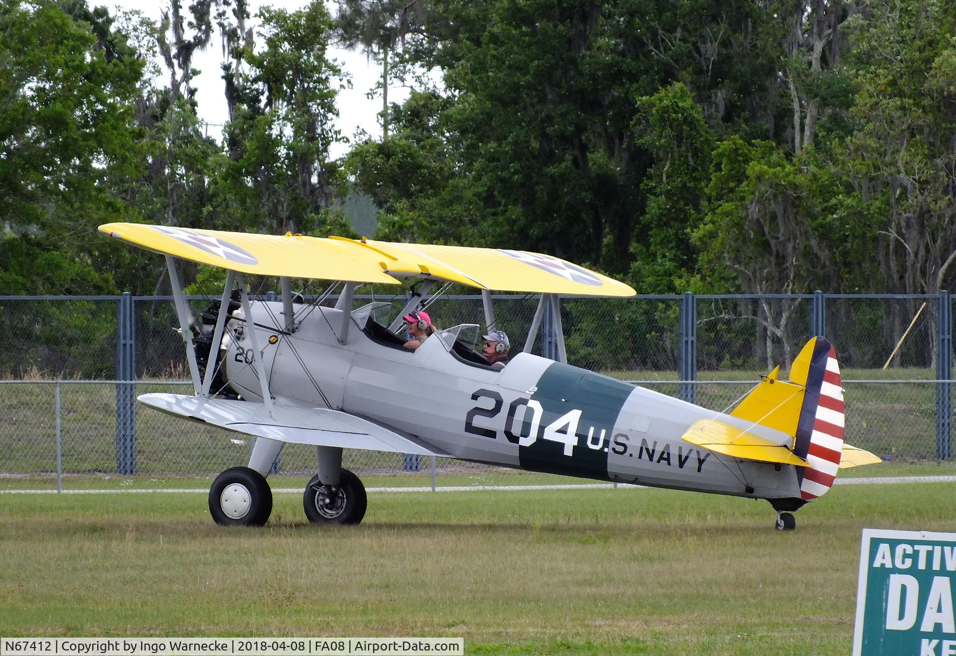 N67412, 1942 Boeing A75N1(PT17) C/N 75-3401, Boeing (Stearman) A75N1 (PT-17) at Orlampa Inc Airport, Polk City FL