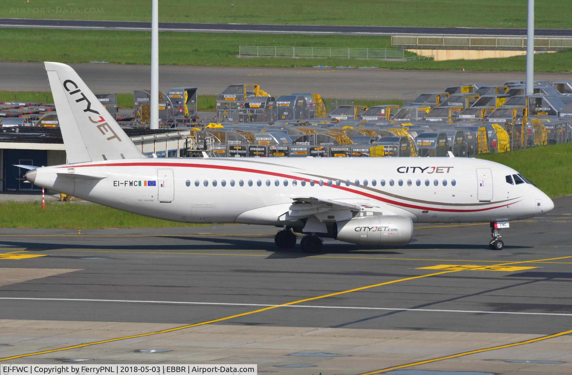 EI-FWC, 2016 Sukhoi SuperJet 100-95B C/N 95111, Cityjet SSJ taxying for departure on behalf of Brussels Airlines