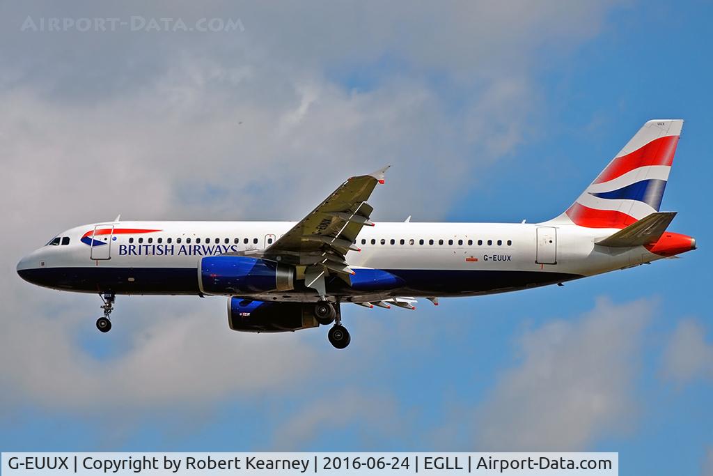 G-EUUX, 2008 Airbus A320-232 C/N 3550, On short final