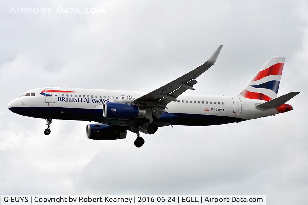G-EUYS, 2013 Airbus A320-232 C/N 5948, On short final
