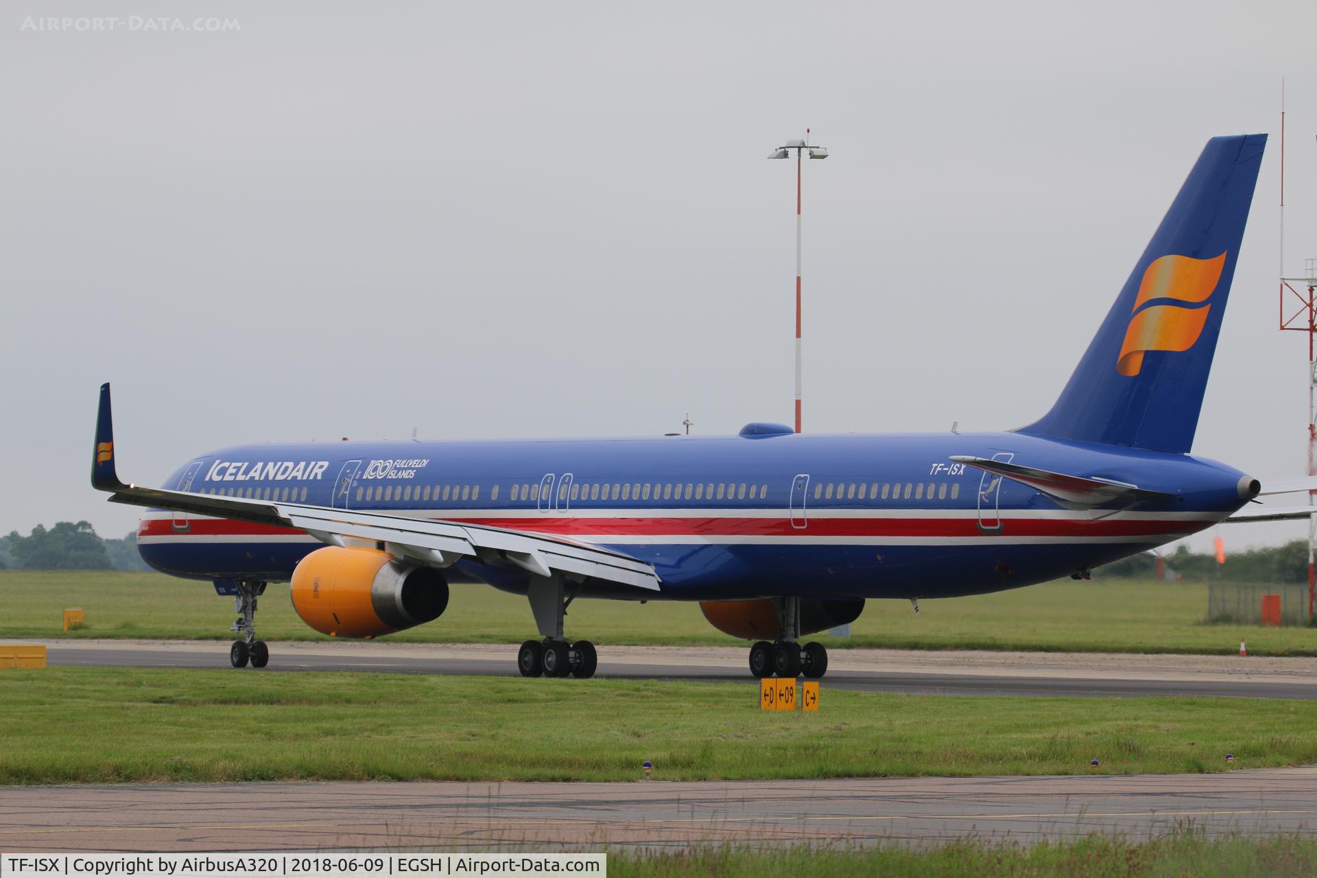 TF-ISX, 2000 Boeing 757-3E7 C/N 30179, 757 TF-ISX seen departing Norwich in a special livery celebrating the 100 year centenary of Icelandic sovereignty from Denmark