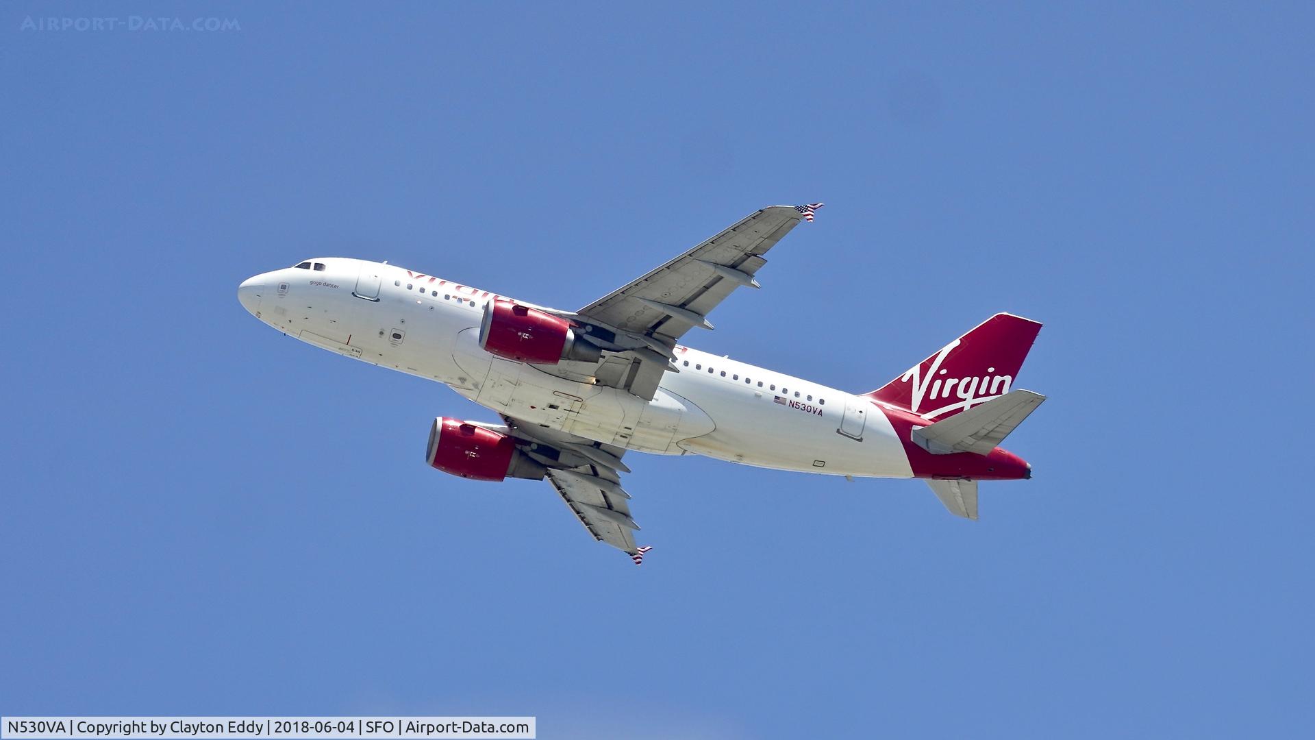 N530VA, 2008 Airbus A319-115 C/N 3686, SFO 2018.