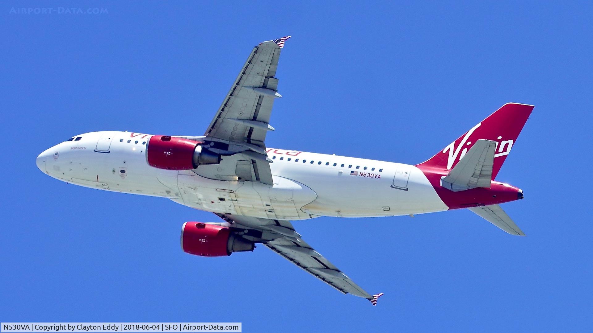 N530VA, 2008 Airbus A319-115 C/N 3686, SFO 2018.