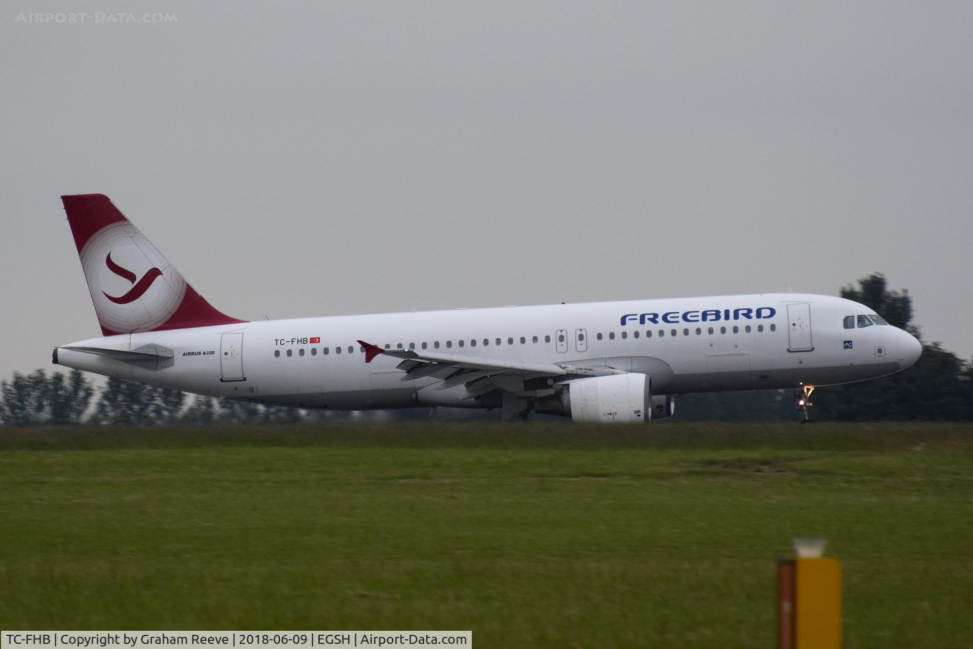 TC-FHB, 2007 Airbus A320-214 C/N 3025, Landing at Norwich.