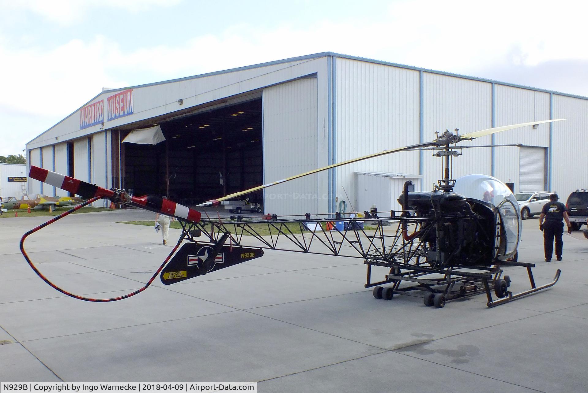 N929B, 1953 Bell 47D-1 C/N 647, Bell 47D-1 (shown as H-13 Sioux) at the VAC Warbird Museum, Titusville FL