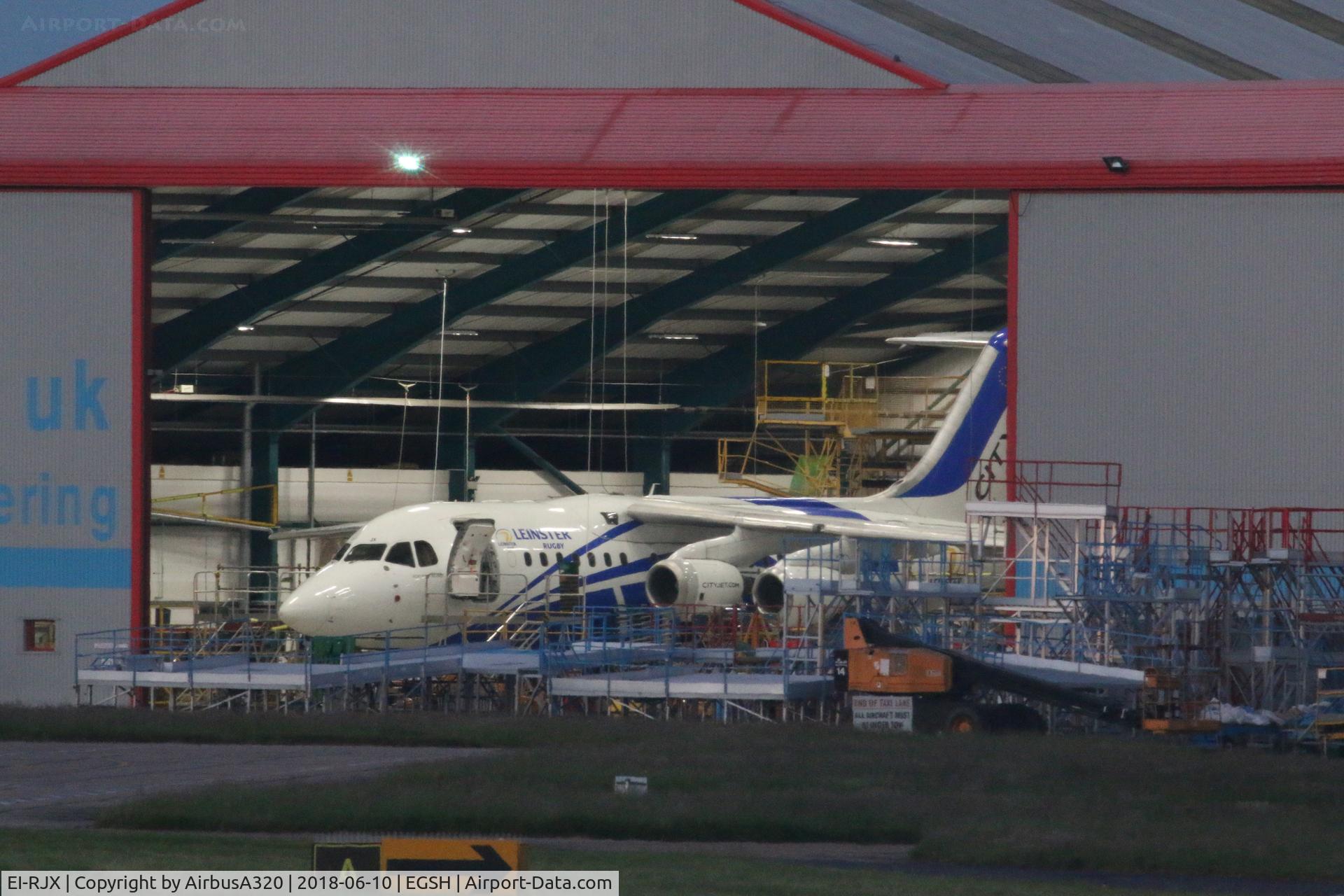 EI-RJX, 2000 BAe Systems Avro 146-RJ85A C/N E.2372, Under going work with KLM engineering