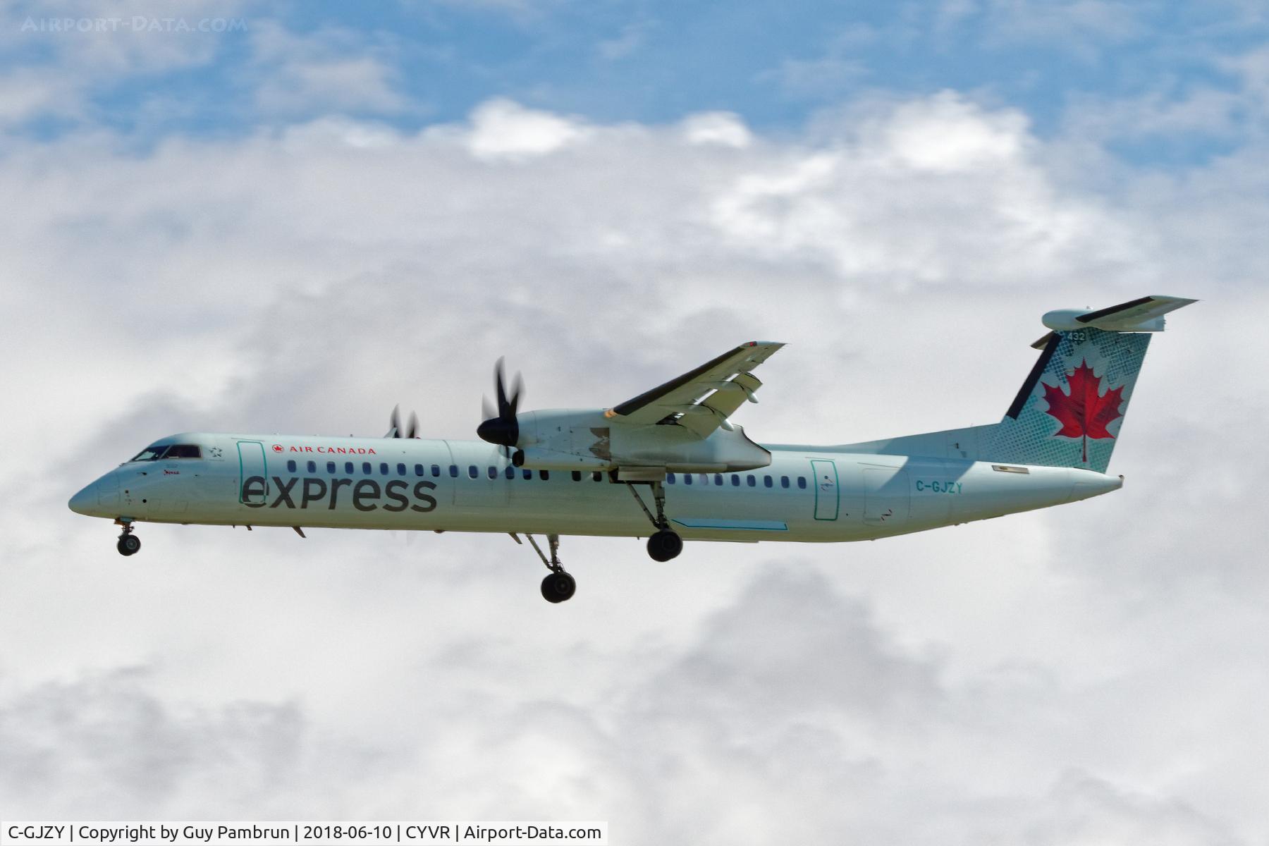 C-GJZY, 2016 De Havilland Canada DHC-8-402 Dash 8 C/N 4529, Landing on 26R