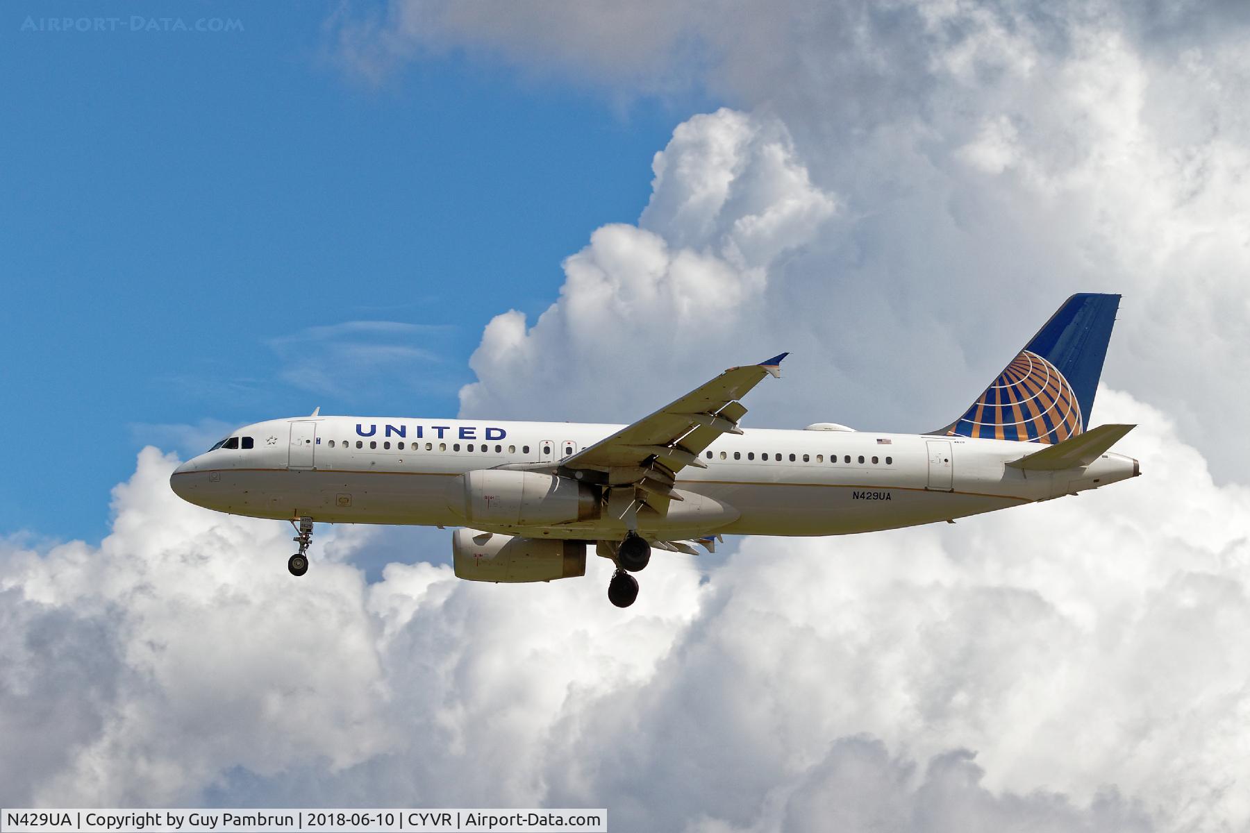 N429UA, 1995 Airbus A320-232 C/N 539, Landing on 26R