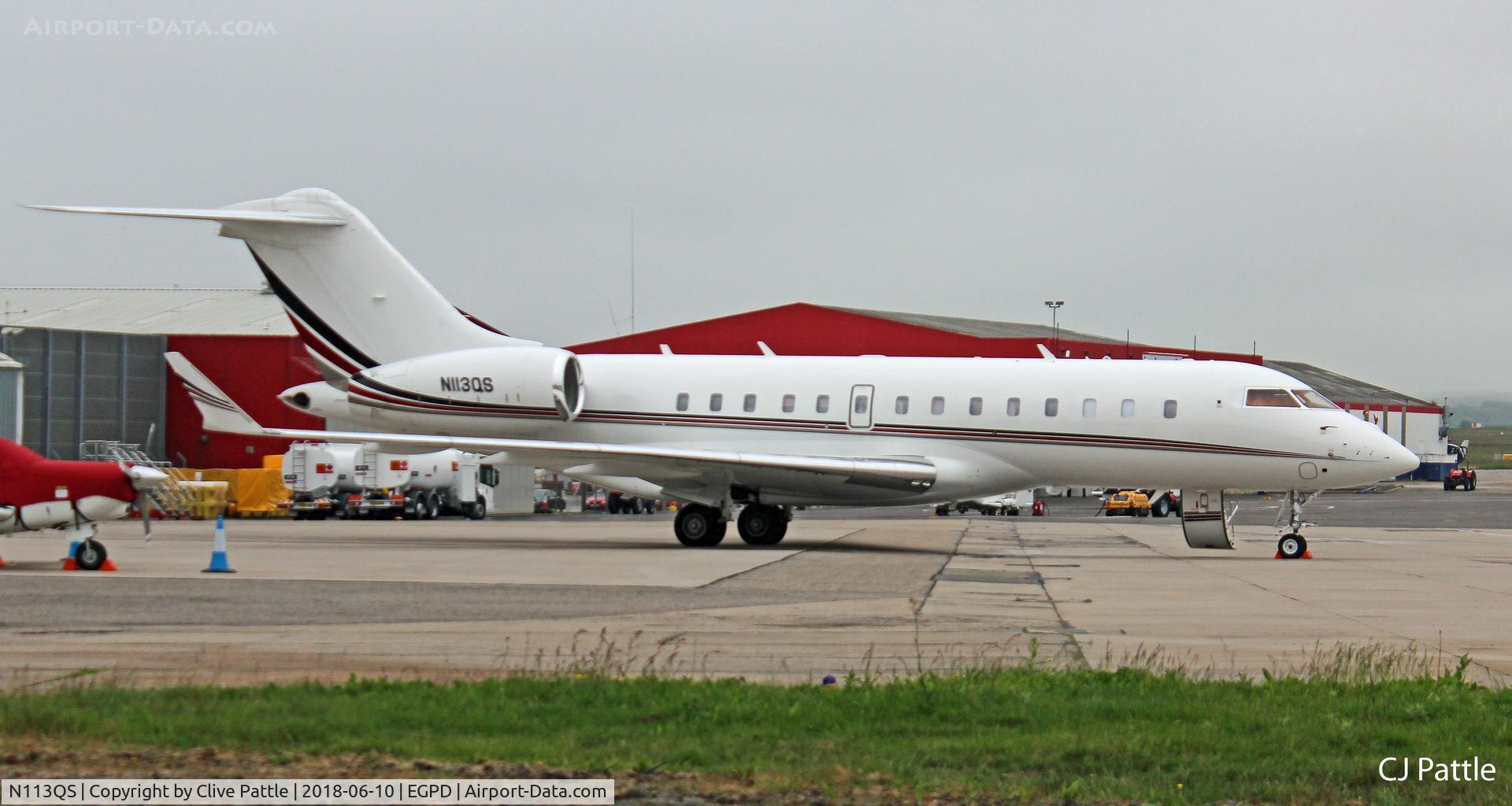 N113QS, 2016 Bombardier BD-700-1A11 Global 5000 C/N 9722, Parked at Aberdeen
