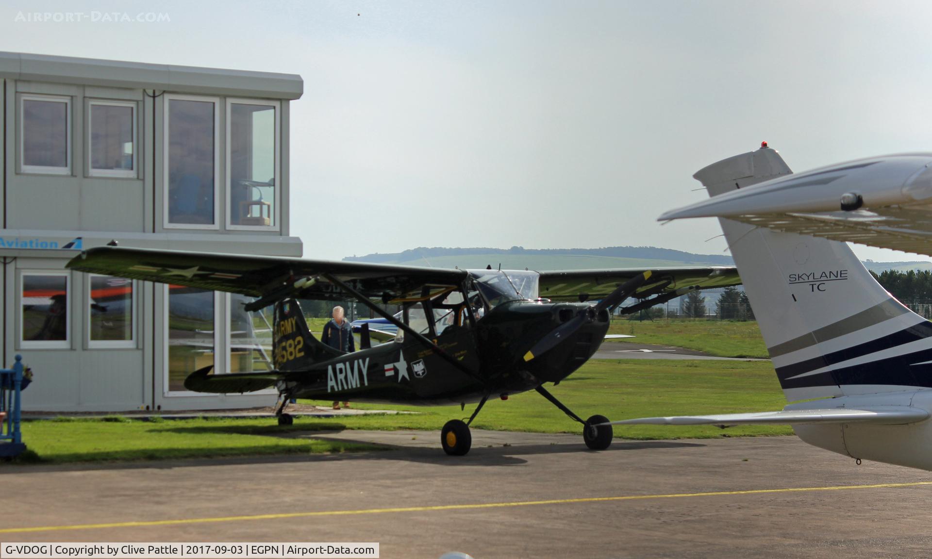 G-VDOG, 1958 Cessna O-1E Bird Dog C/N 24582, Parked at its base at Dundee