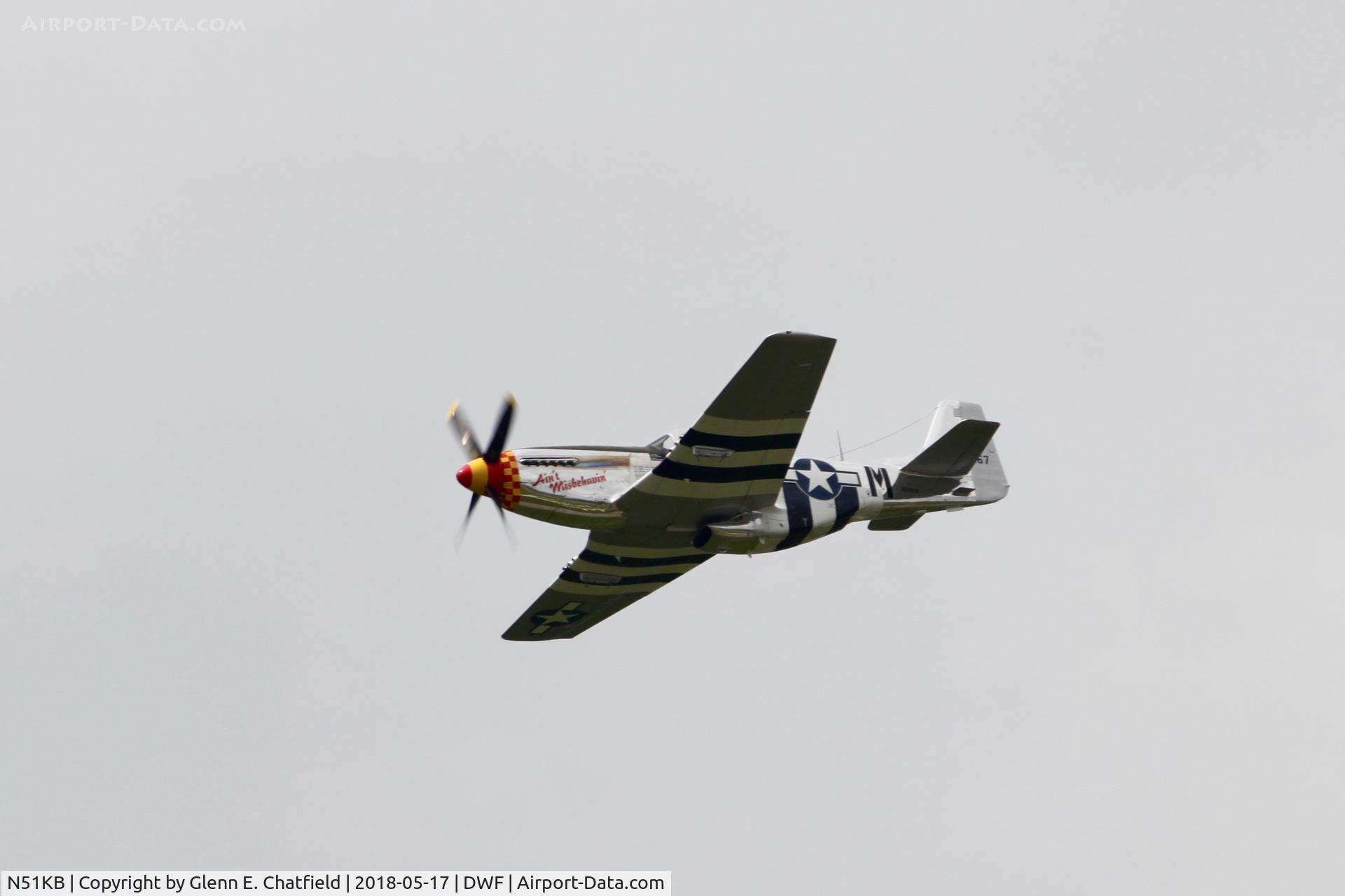 N51KB, 1961 North American F-51D Mustang C/N 44-74009, Over-flying the National Museum of the USAF