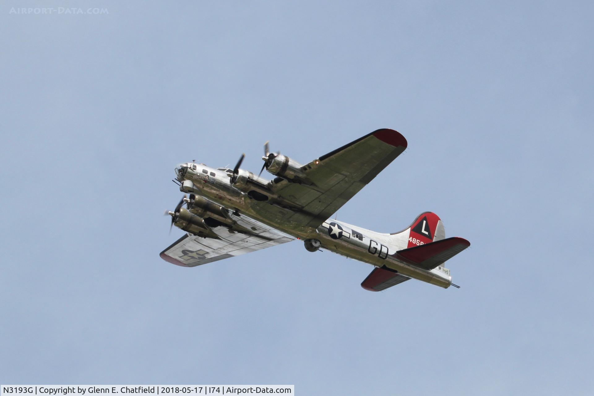 N3193G, 1944 Boeing B-17G Flying Fortress C/N 77255, Over-flying the National Museum of the USAF