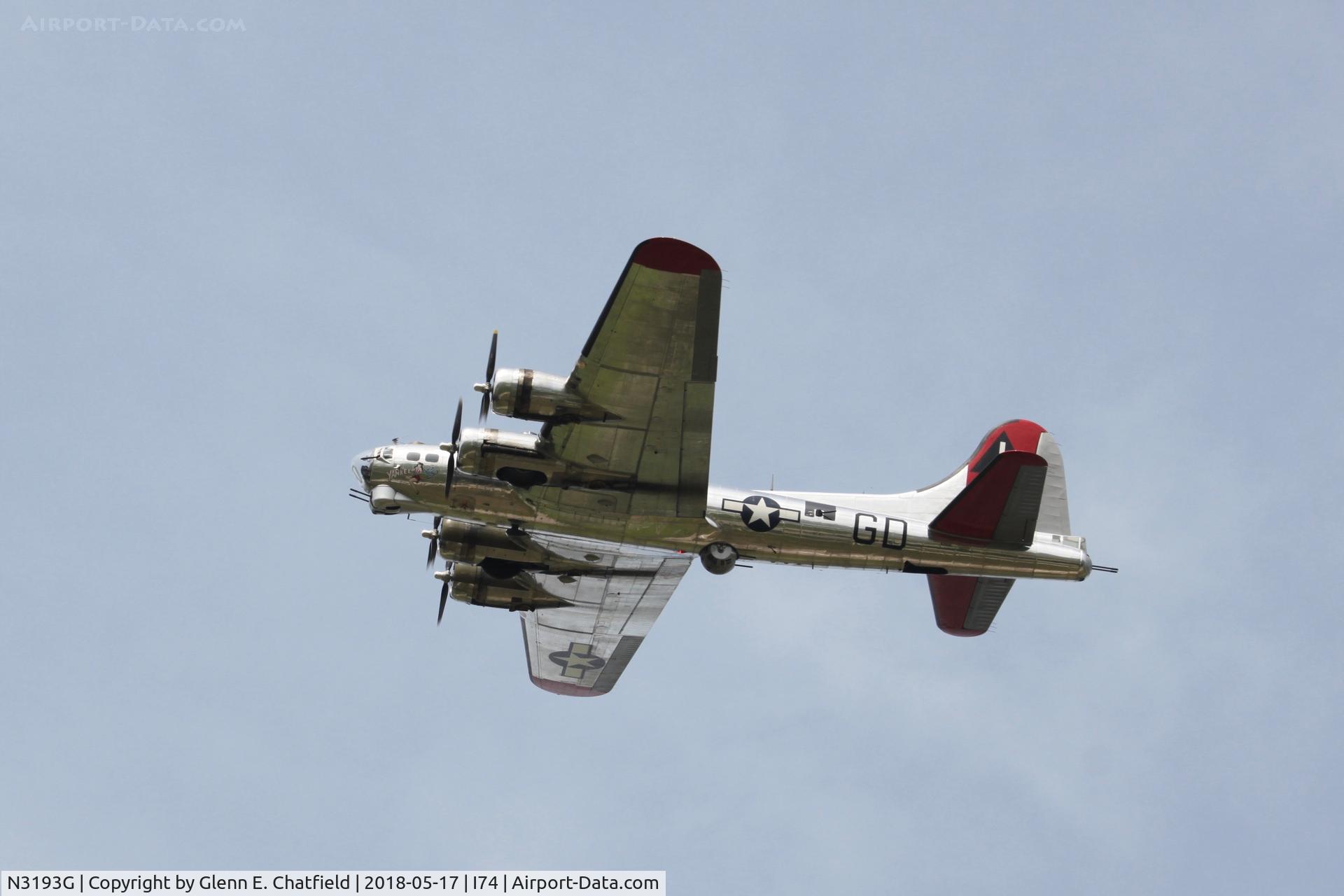 N3193G, 1944 Boeing B-17G Flying Fortress C/N 77255, Over-flying the National Museum of the USAF
