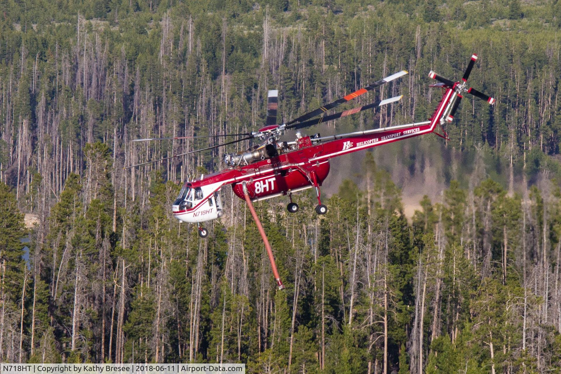 N718HT, 1969 Sikorsky CH-54B Tarhe C/N 64-074, N718ht working the Buffalo Mountain Fire, Silverthorne, CO.  8/11/2018.