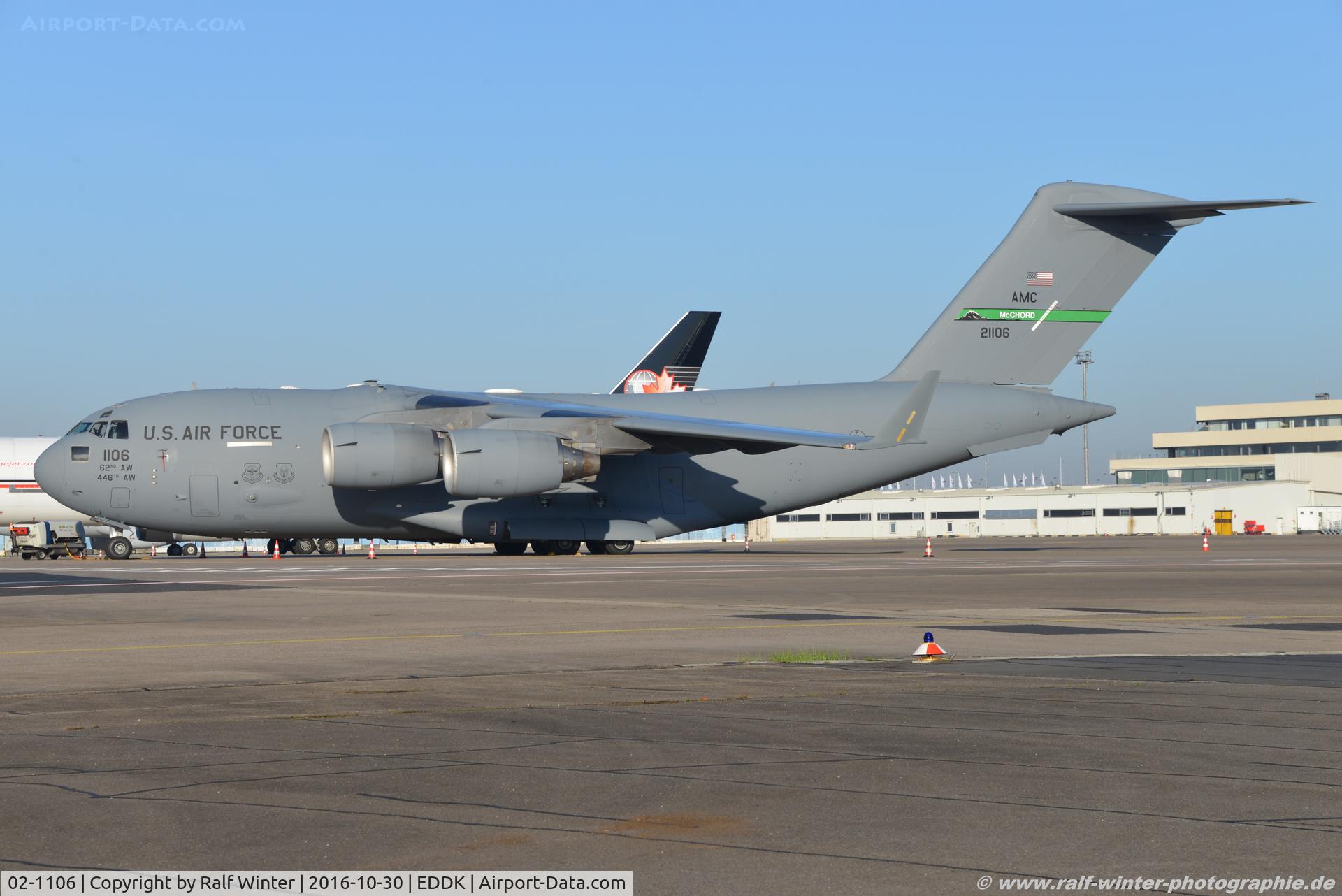 02-1106, 2002 Boeing C-17A Globemaster III C/N P-106, Boeing C-17A Globemaster III - MC RCH US Air Force USAF '62nd AW MCChord' - P-106 - 02-1106 - 30.10.2016 - CGN