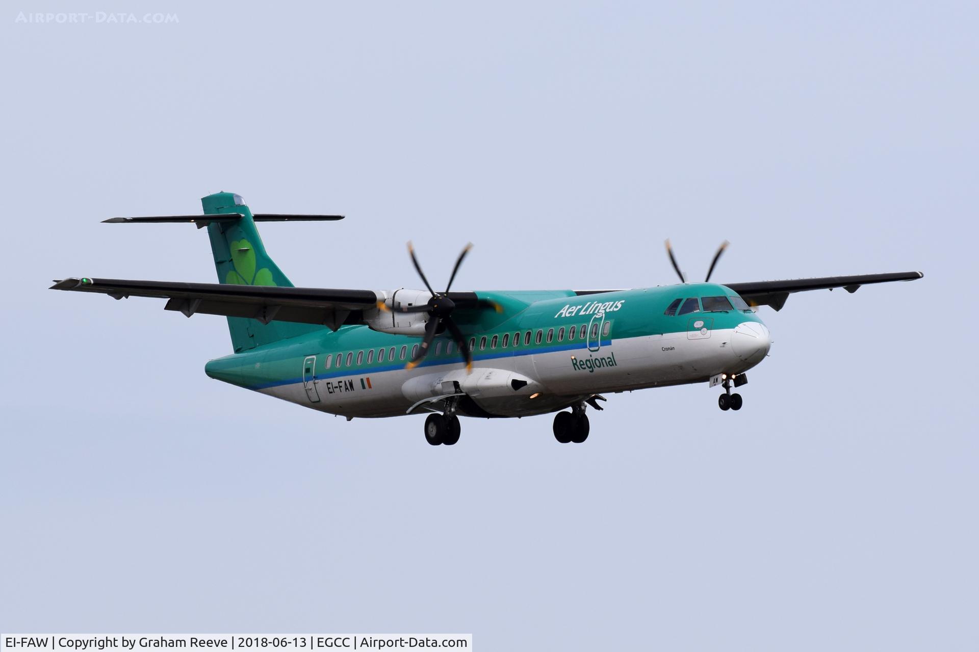EI-FAW, 2013 ATR 72-600 (72-212A) C/N 1122, Landing at Manchester.