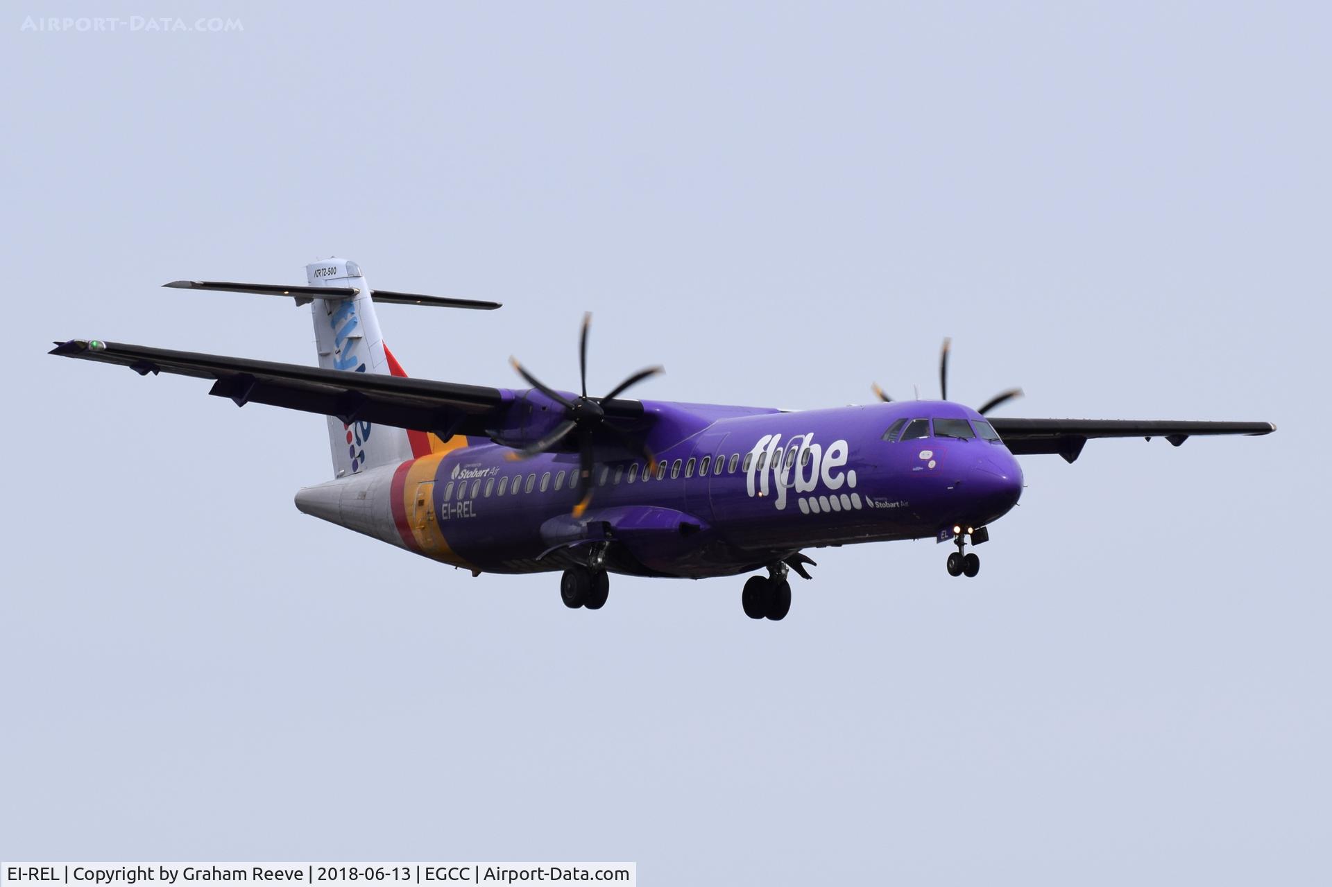 EI-REL, 2007 ATR 72-212A C/N 748, Landing at Manchester.
