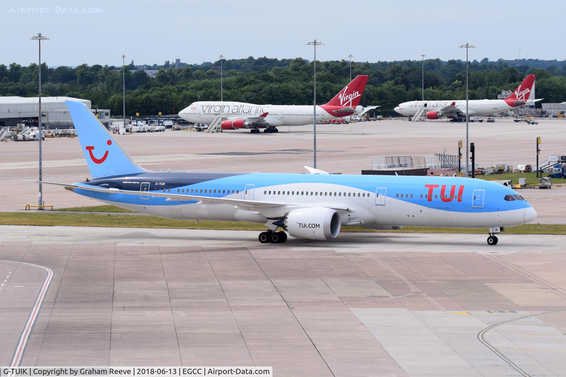 G-TUIK, 2017 Boeing 787-9 Dreamliner C/N 44579, Just landed at Manchester.