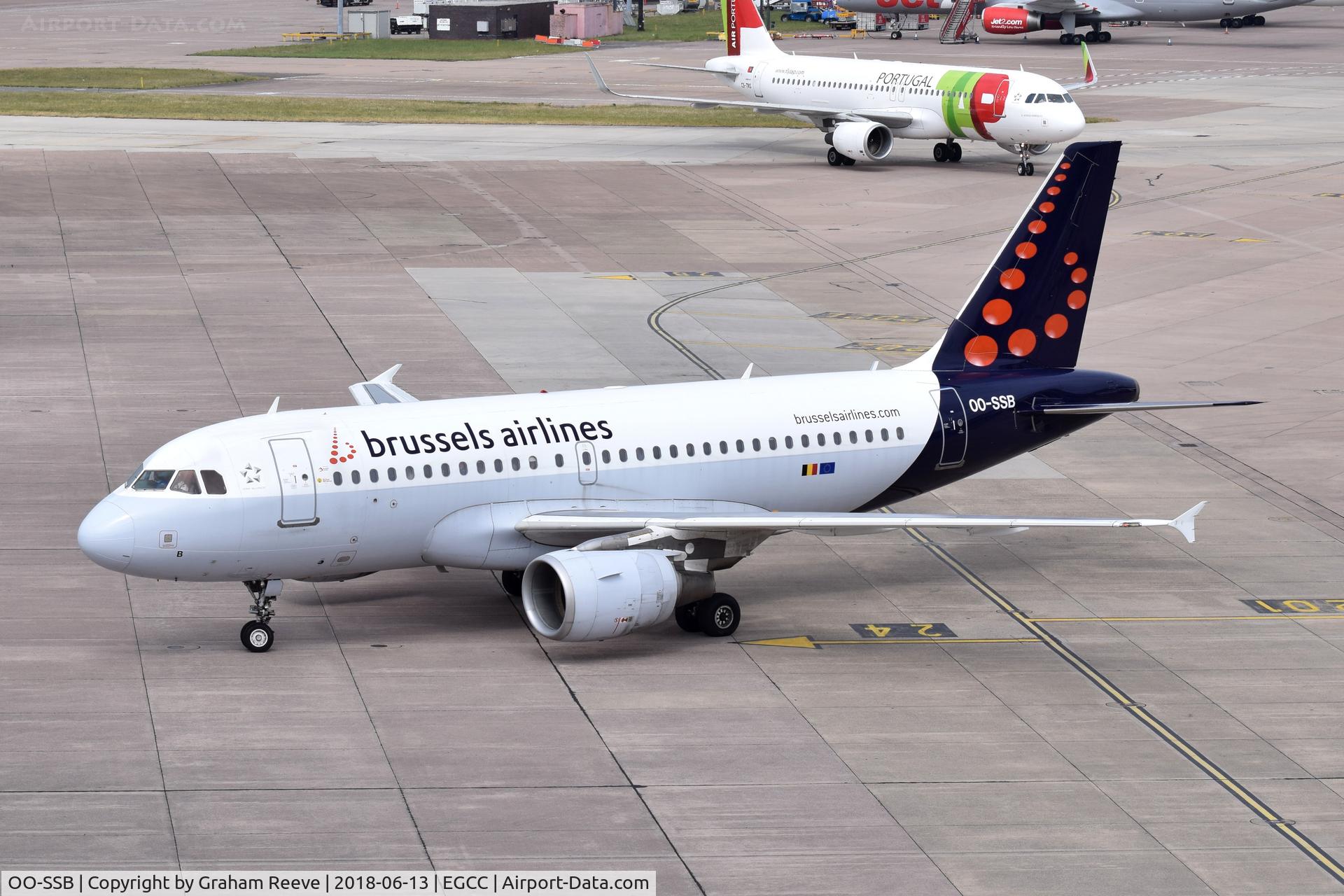 OO-SSB, 2005 Airbus A319-111 C/N 2400, Just landed at Manchester.
