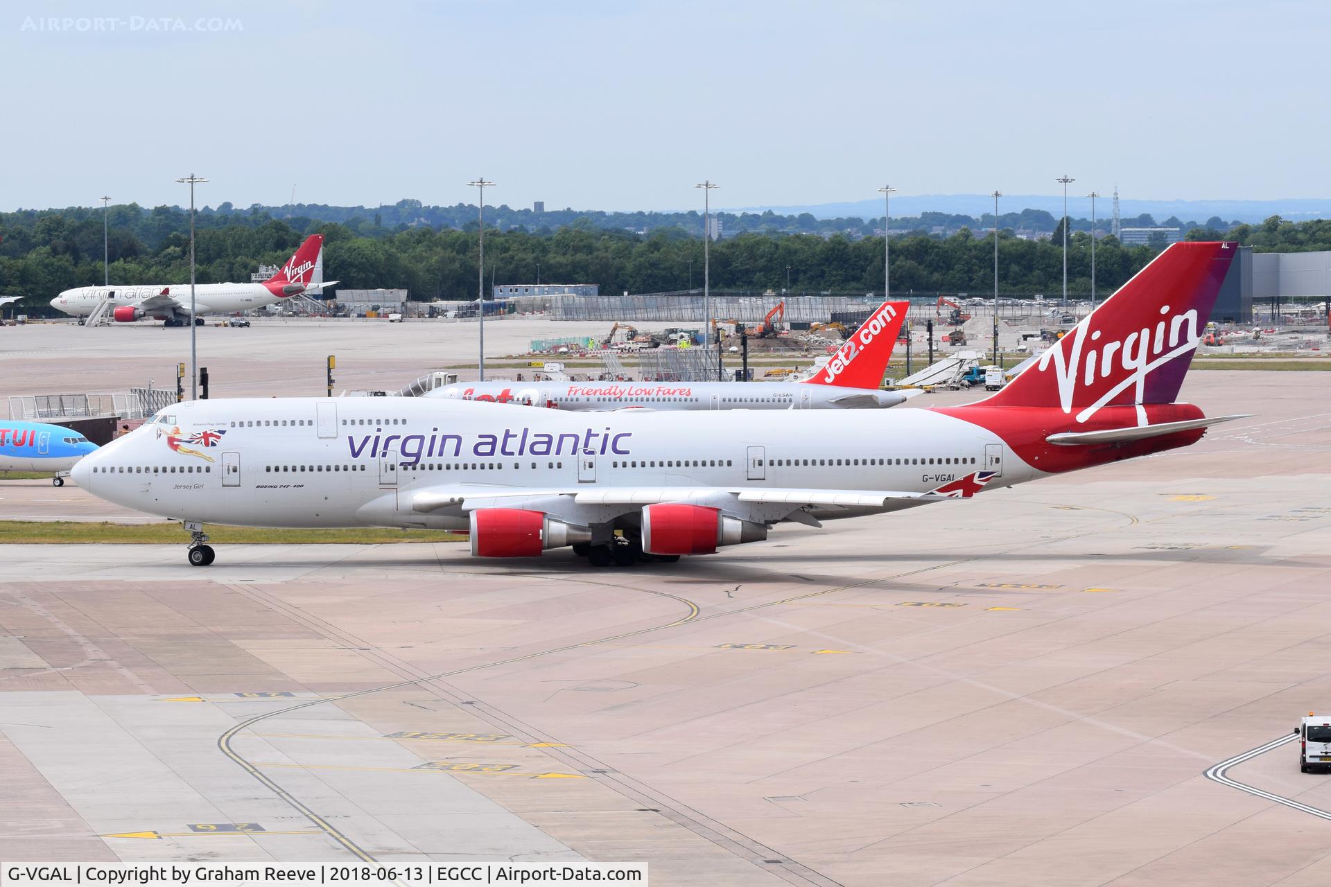 G-VGAL, 2001 Boeing 747-443 C/N 32337, Departing from Manchester.