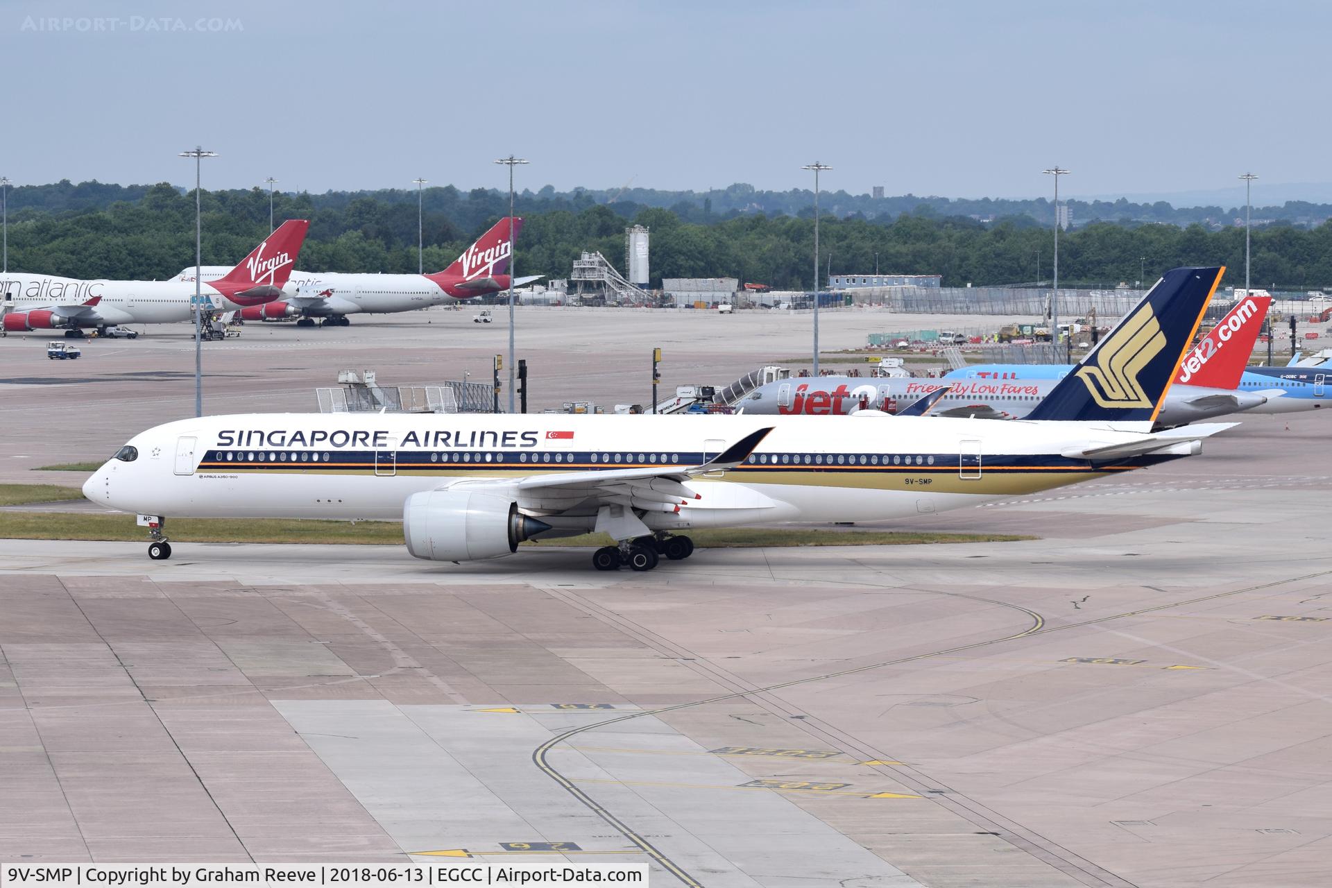 9V-SMP, 2017 Airbus A350-941 C/N 122, Departing from Manchester.