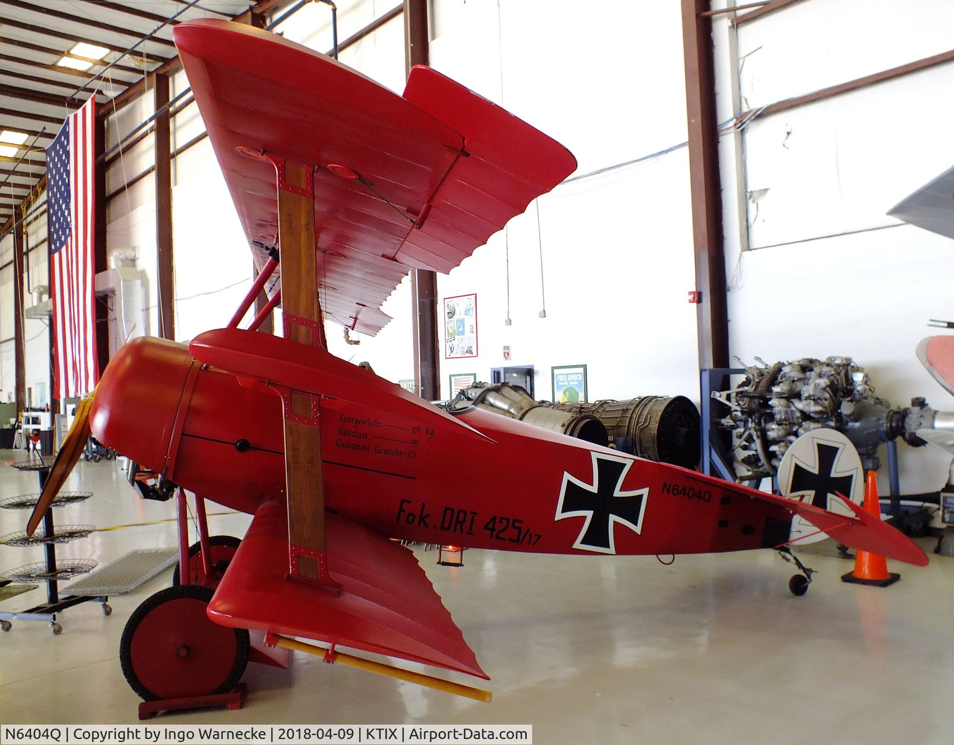 N6404Q, Fokker Dr.1 Triplane Replica C/N 528189, Fokker Dr I Replica at the VAC Warbird Museum, Titusville FL