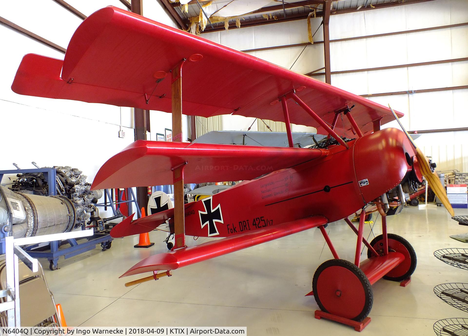 N6404Q, Fokker Dr.1 Triplane Replica C/N 528189, Fokker Dr I Replica at the VAC Warbird Museum, Titusville FL