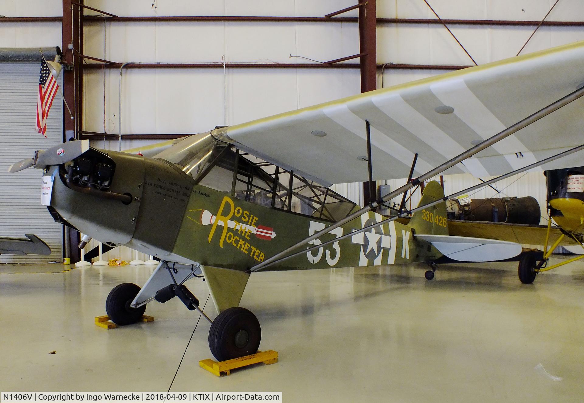 N1406V, 1944 Piper L-4J Grasshopper (J3C-65D) C/N 12891, Piper L-4J Cub / Grashopper at the VAC Warbird Museum, Titusville FL