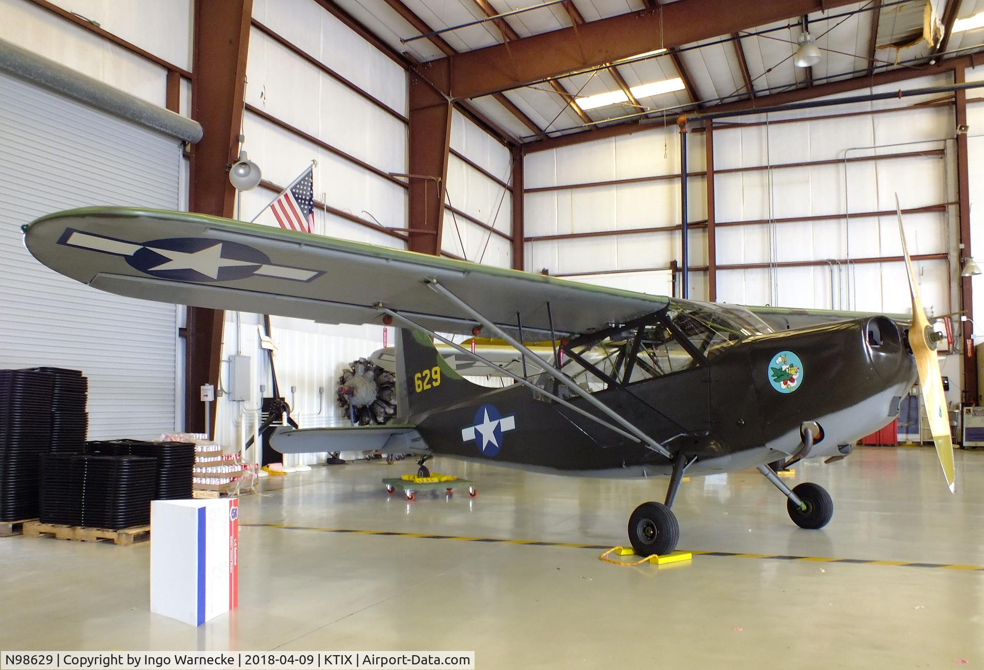 N98629, 1943 Stinson L-5 Sentinel C/N 78-870, Stinson L-5 Sentinel at Space Coast Regional Airport, Titusville (the day after Space Coast Warbird AirShow 2018)