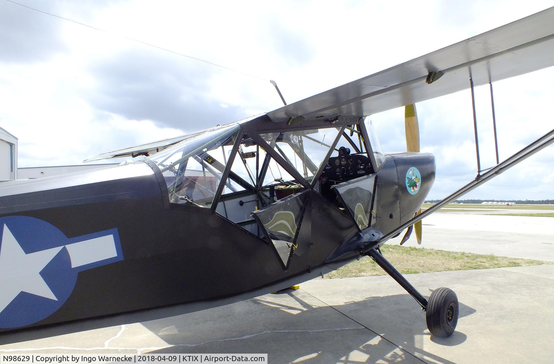 N98629, 1943 Stinson L-5 Sentinel C/N 78-870, Stinson L-5 Sentinel at Space Coast Regional Airport, Titusville (the day after Space Coast Warbird AirShow 2018)